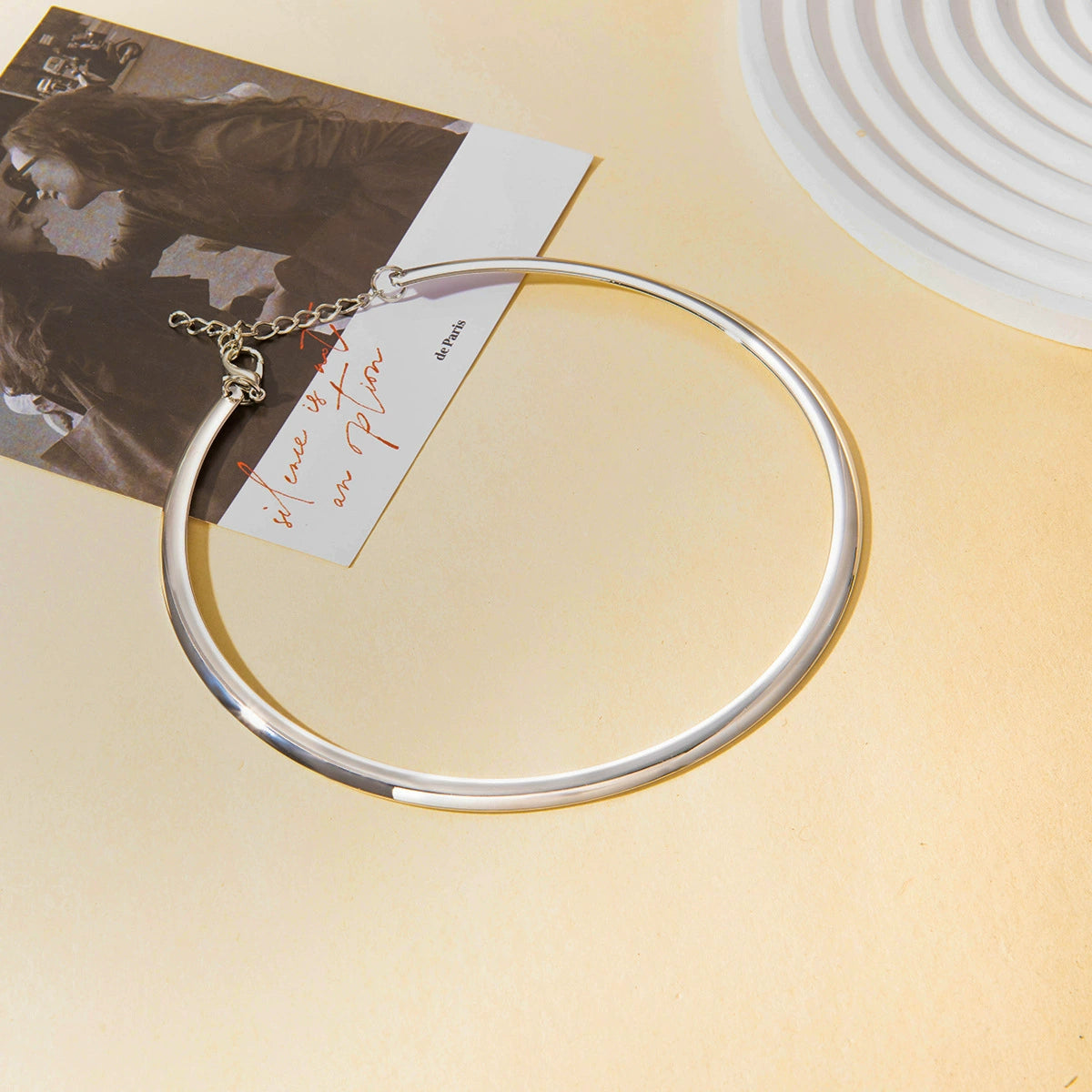 Just Lil Things Artificial Minimal Sleek Silver Choker Necklace jltn0844