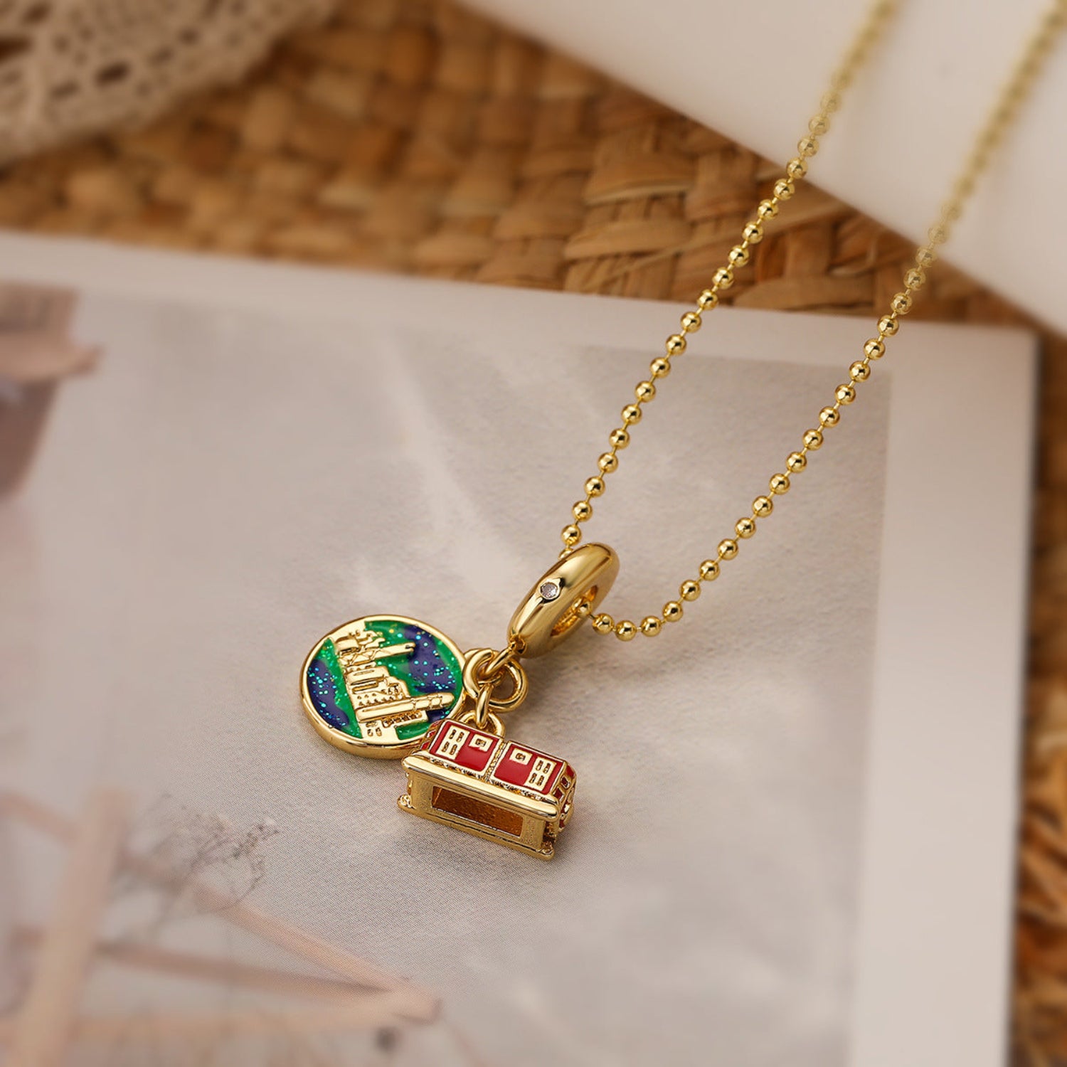 Just lil things Travel Themed Pendant Chain Necklace