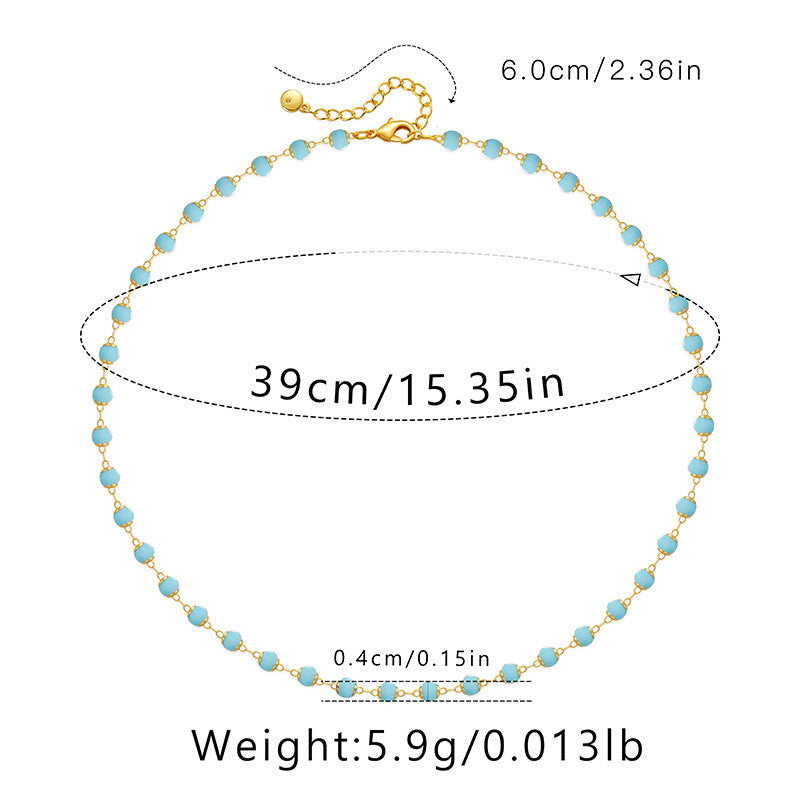 Just lil things Aqua Bead Chain Necklace