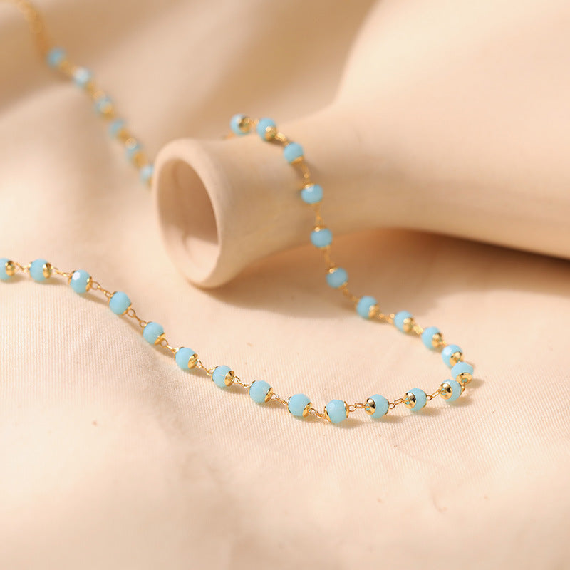 Just lil things Aqua Bead Chain Necklace