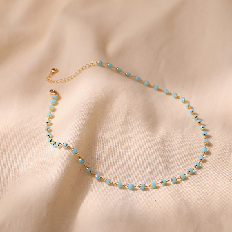 Just lil things Aqua Bead Chain Necklace