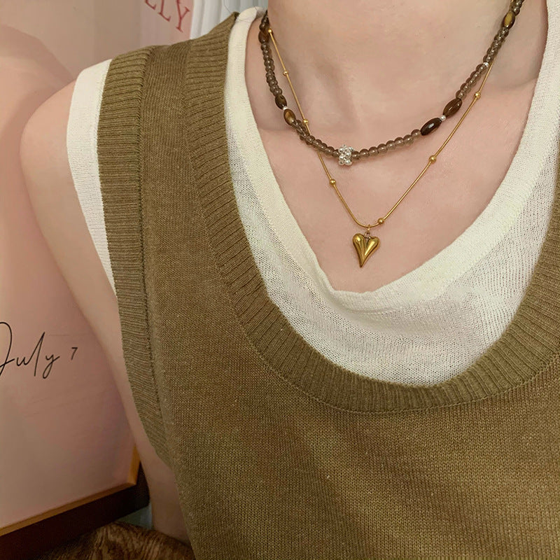 Just lil things Artificial Golden Heart Charm – Minimal Everyday Pendant Necklace
