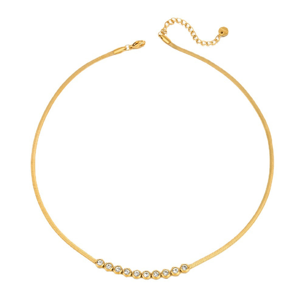 Round CZ Curb White Chain Necklace JLTN1159