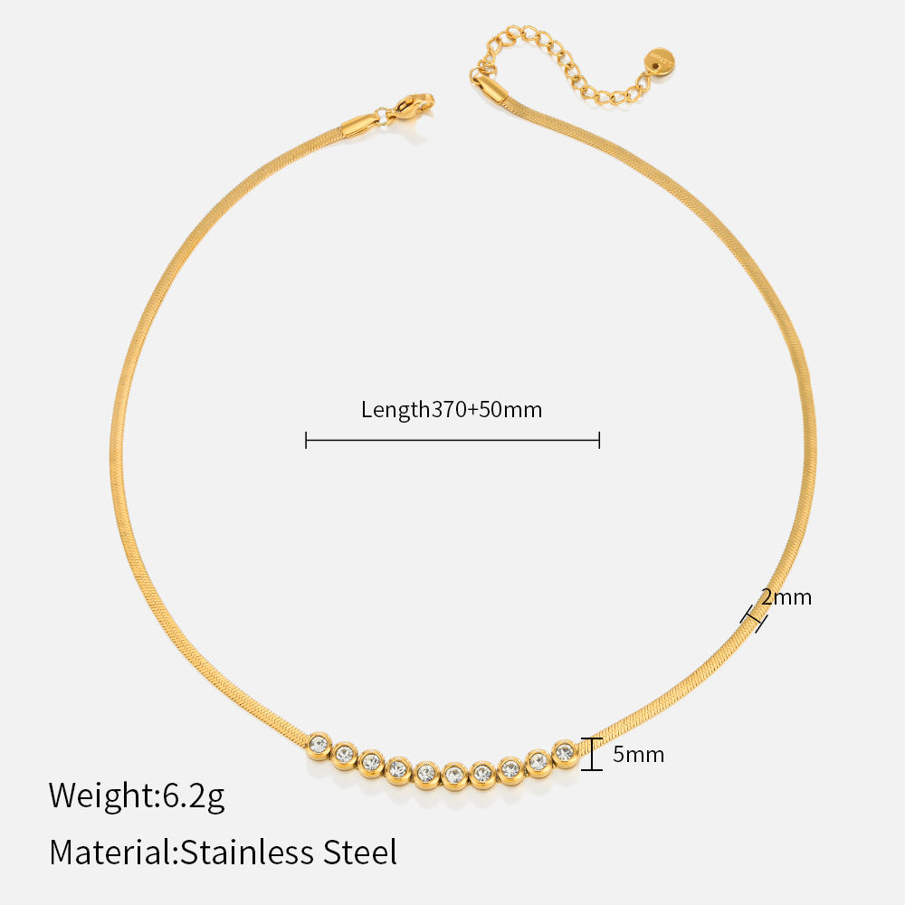 Round CZ Curb White Chain Necklace JLTN1159