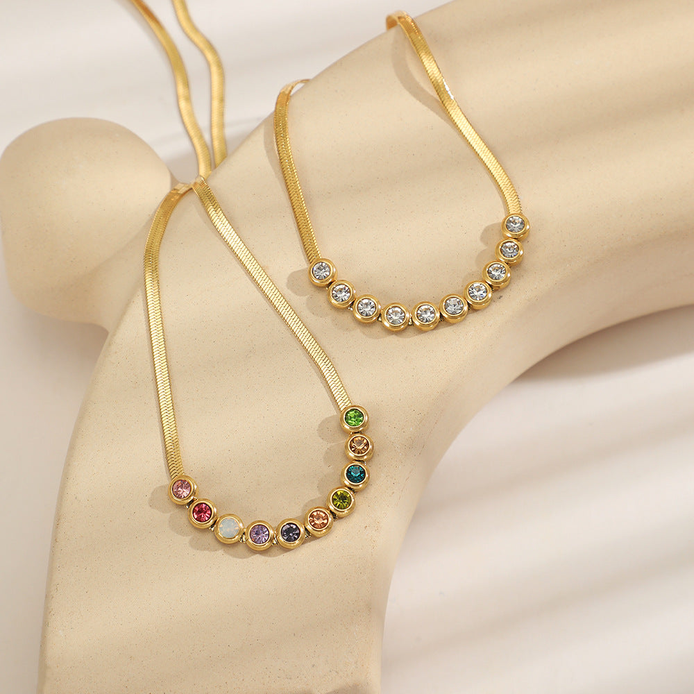 Round CZ Curb White Chain Necklace JLTN1159