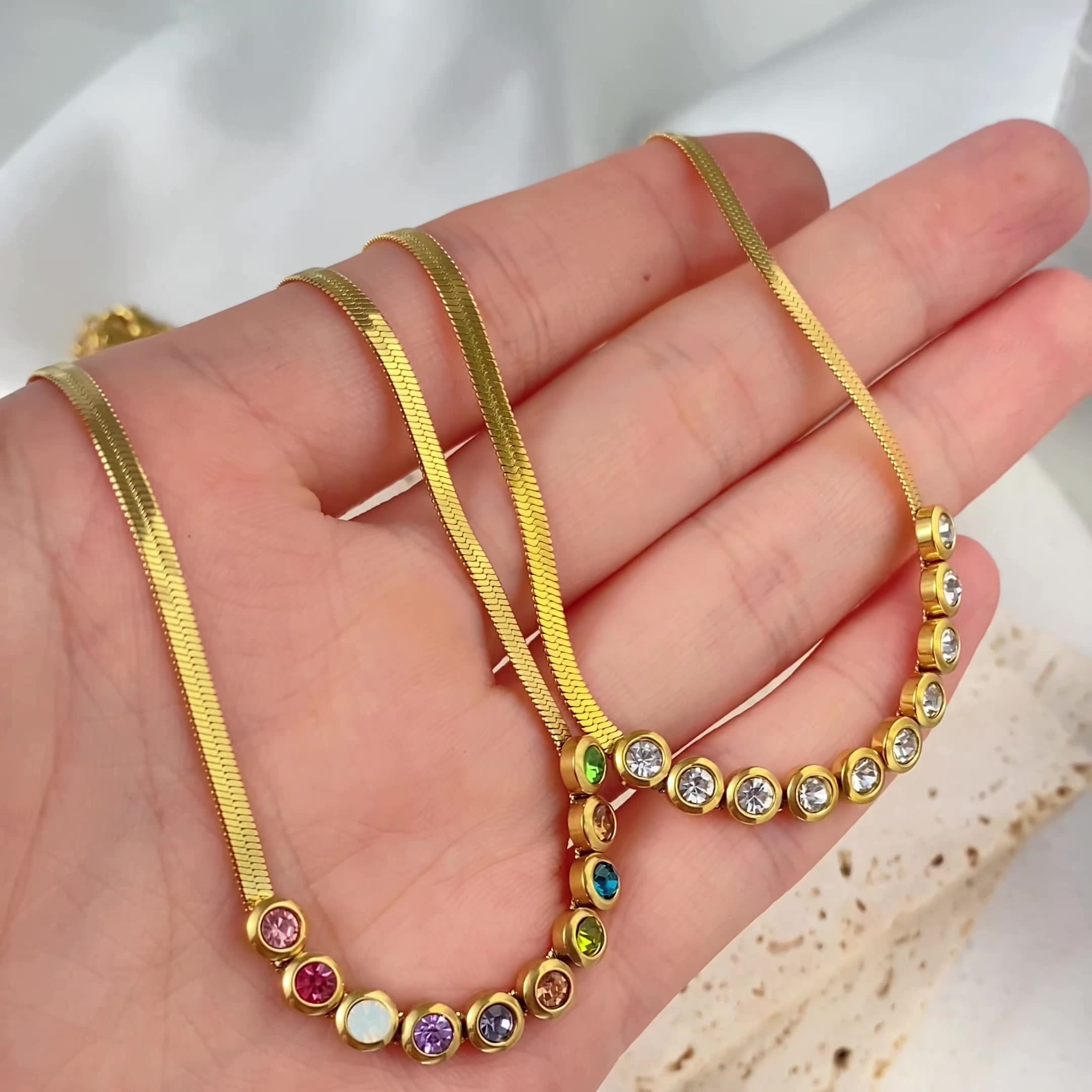 Round CZ Choker Multicolor Necklace JLTN1160