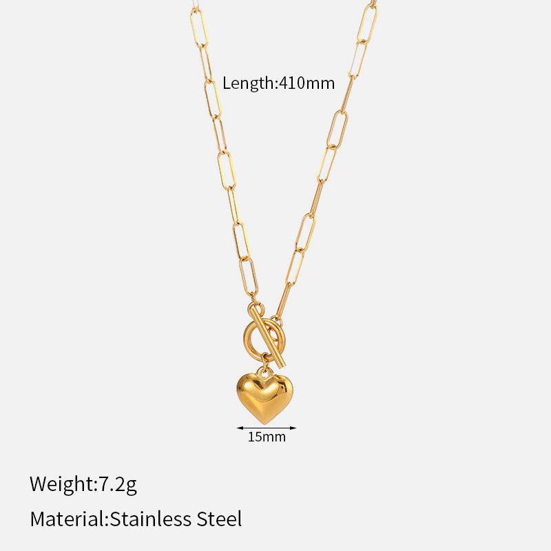 Heart T Lock Hollow Gold Necklace JLTN1169