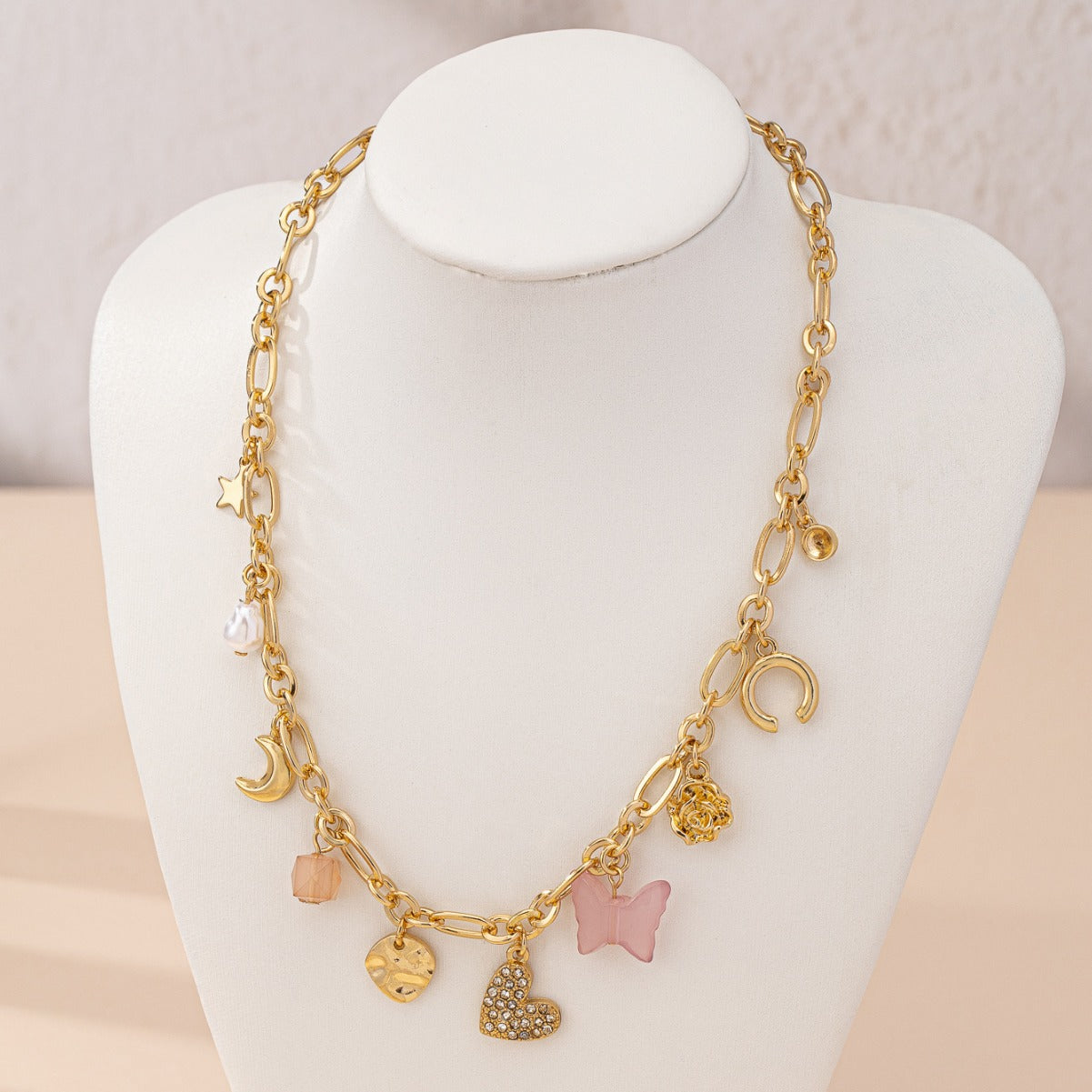 Star Heart Butterfly C charms Multicolor Necklace JLTN1173