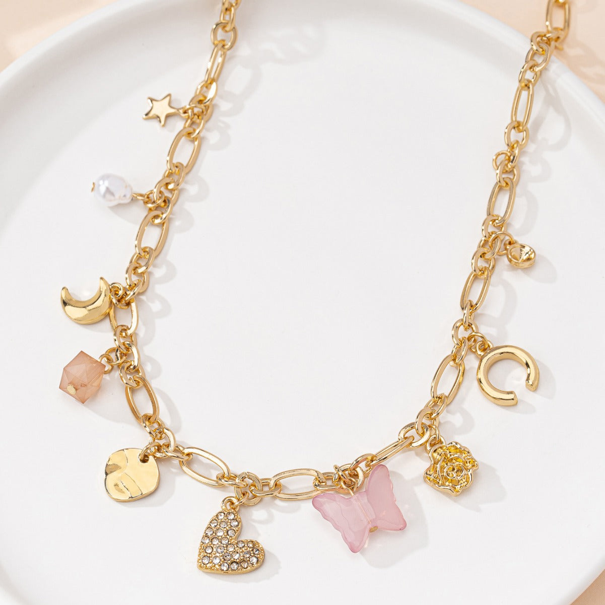 Star Heart Butterfly C charms Multicolor Necklace JLTN1173
