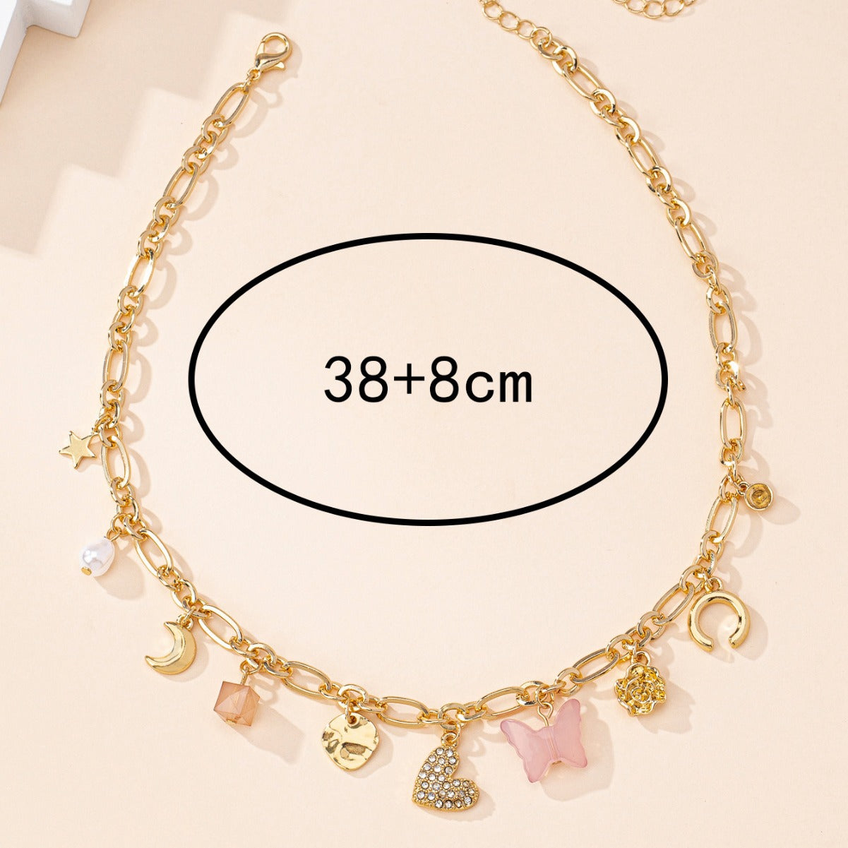 Star Heart Butterfly C charms Multicolor Necklace JLTN1173