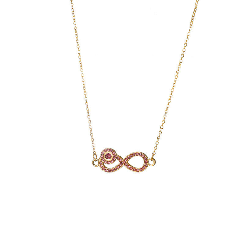 Infinity Pendant With Evil Eye Pink Necklace JLTN1175