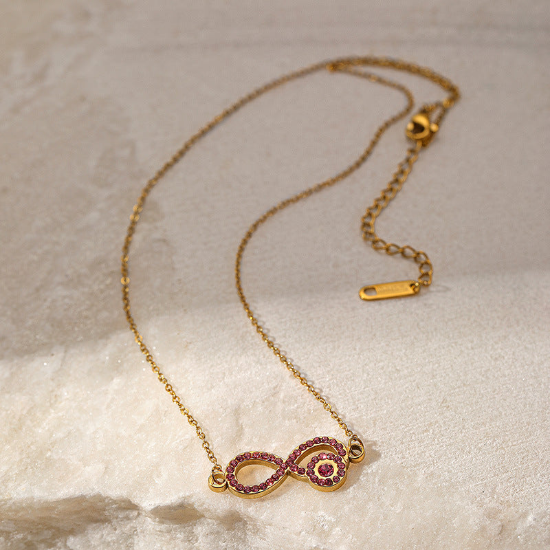 Infinity Pendant With Evil Eye Pink Necklace JLTN1175