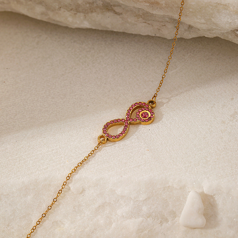 Infinity Pendant With Evil Eye Pink Necklace JLTN1175
