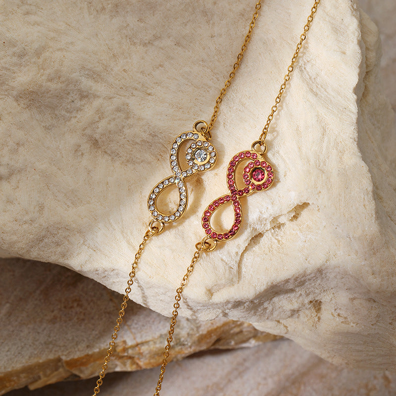 Infinity Pendant With Evil Eye Pink Necklace JLTN1175
