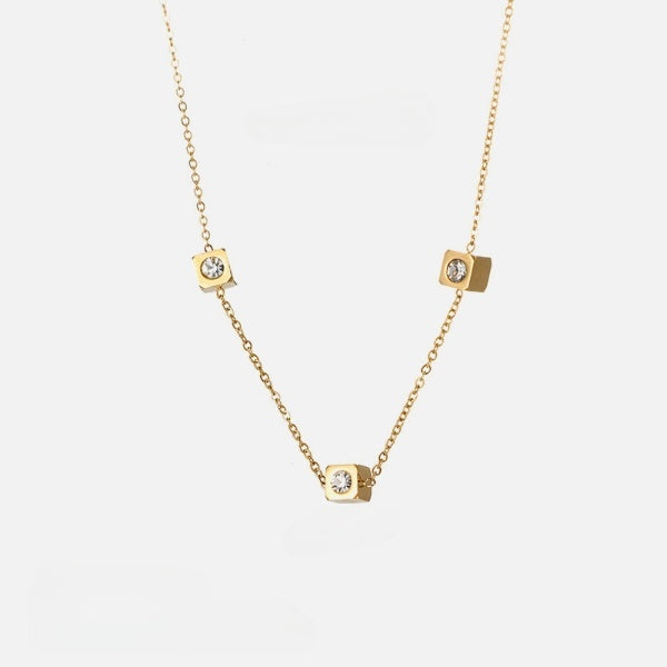 Cubic Zirconia Inlaid Tri-Cube Necklace JLTN1185
