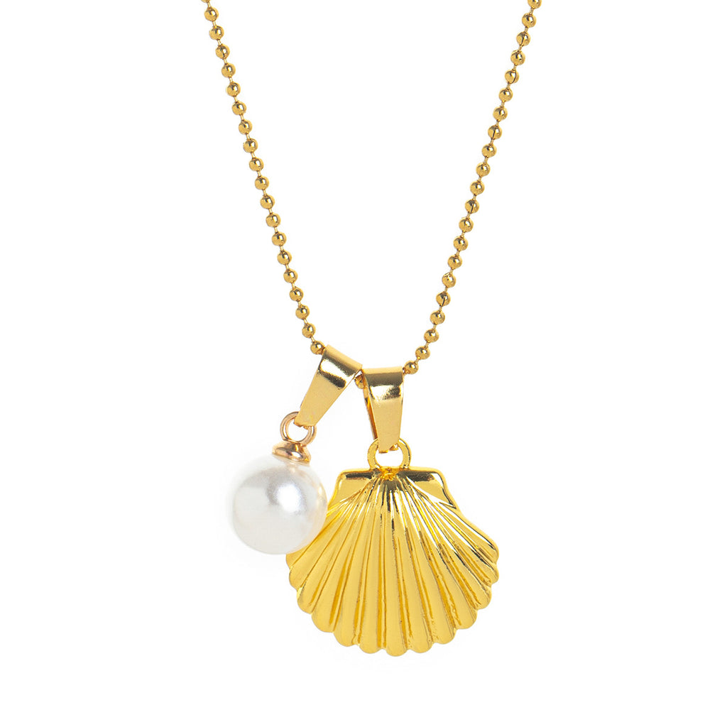 White Pearl Charm Sea Shell Pendant Necklace JLTN1191