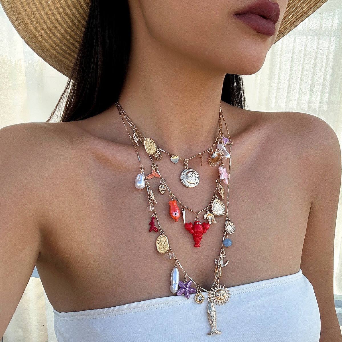 Ocean Creatures Charms Multicolor Necklace JLTN1219