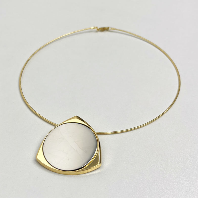 Uneven Triangle Round Shaped glass Inlaid Gold Necklace JLTN1252
