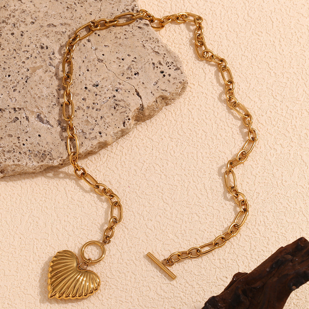 Trendy Linked Chain Heart Pendant Necklace JLTN1267