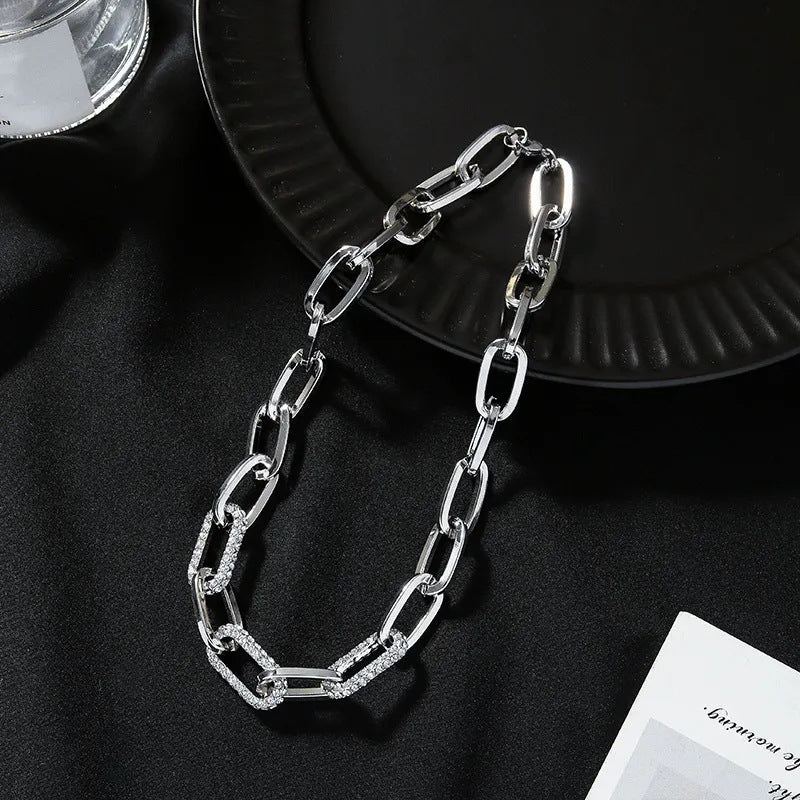 Immense Hollow Inter-Linked Multi Stone Embeded Silver Neckalce JLTN1269