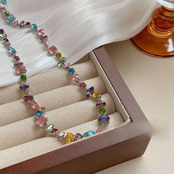 Asthetic look Multi colour cystal  Necklace JLTN1271