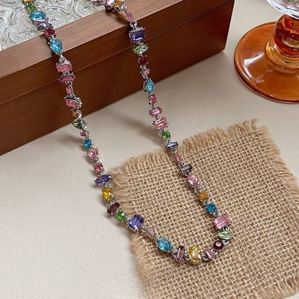 Asthetic look Multi colour cystal  Necklace JLTN1271