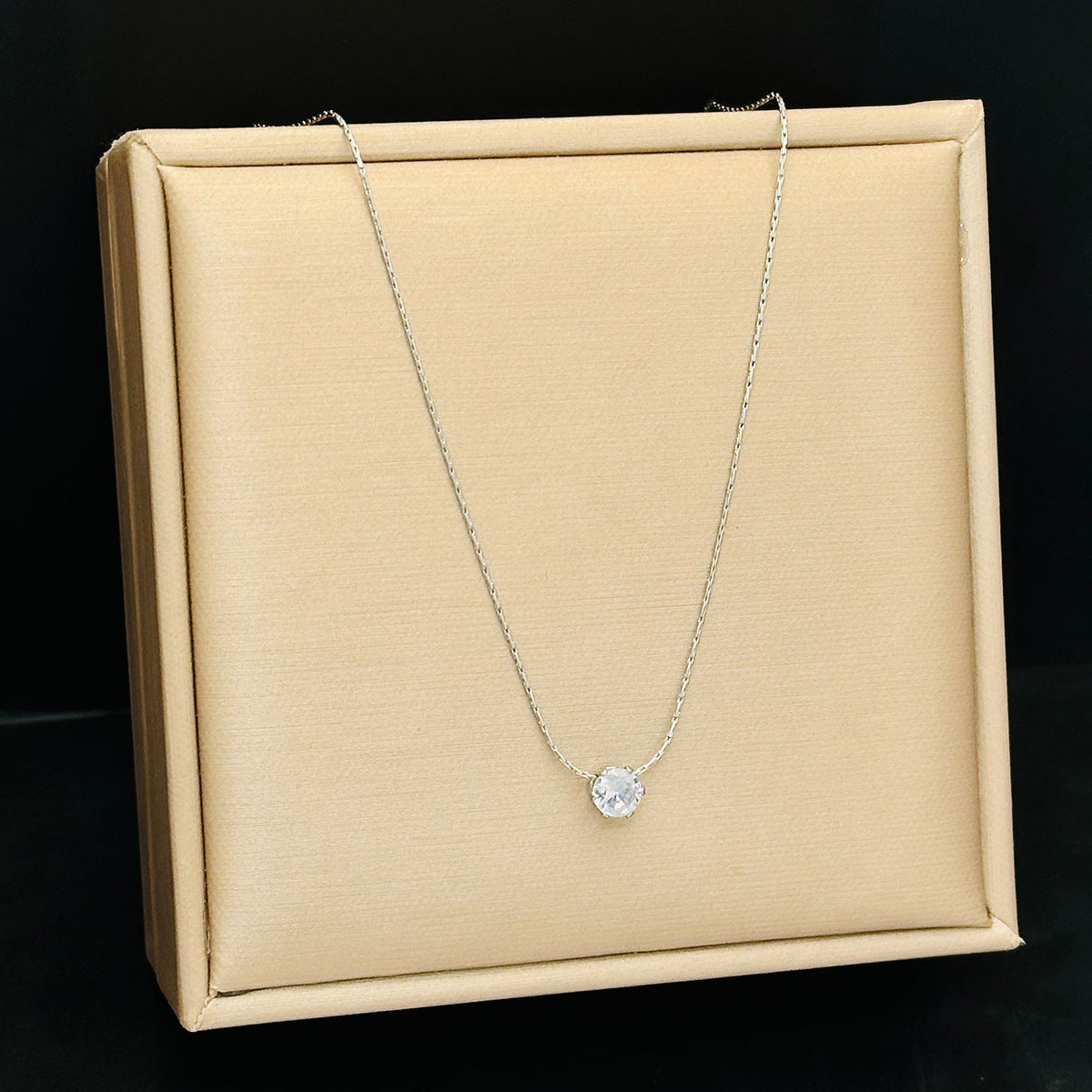 Single White Stone Plated Silver Necklace JLTN1278