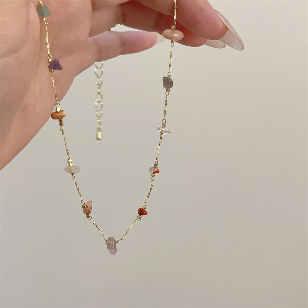 Sundry Pale Stones Pale Color Gold Necklace JLTN1288