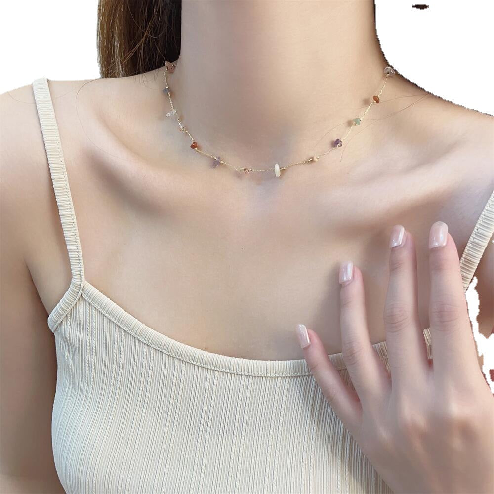Sundry Pale Stones Pale Color Gold Necklace JLTN1288