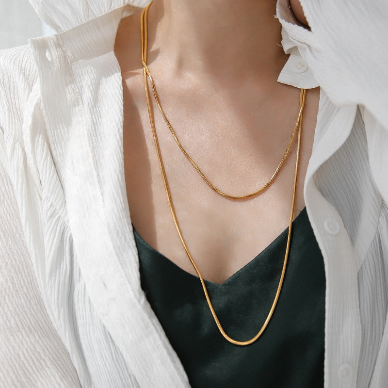 Reptilian Hide Textured Long Gold Necklace JLTN1289