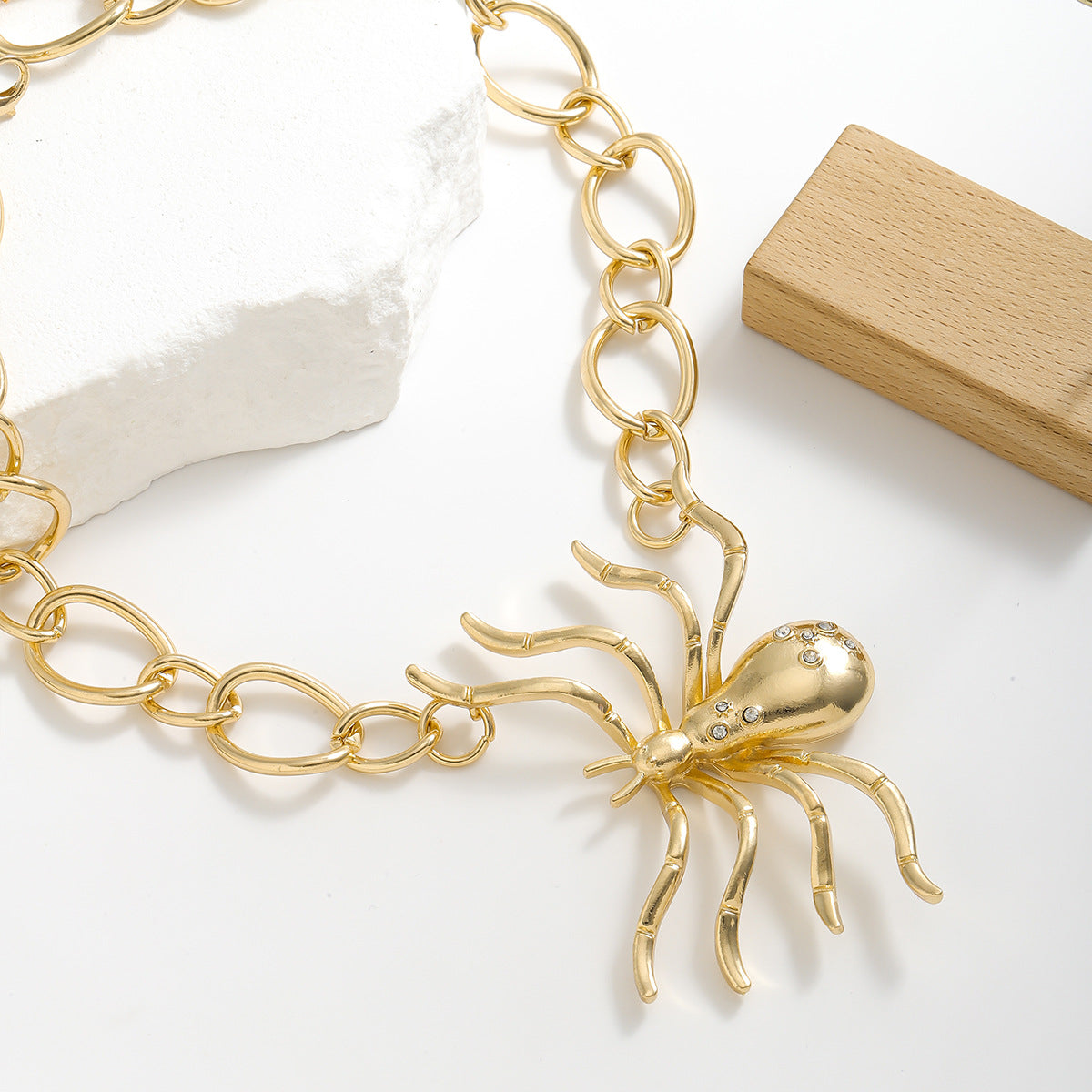 Dazzling Spider Hollow Chain Gold Necklace JLTN1293