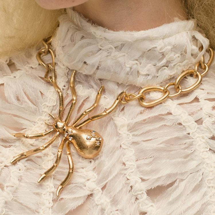 Dazzling Spider Hollow Chain Gold Necklace JLTN1293