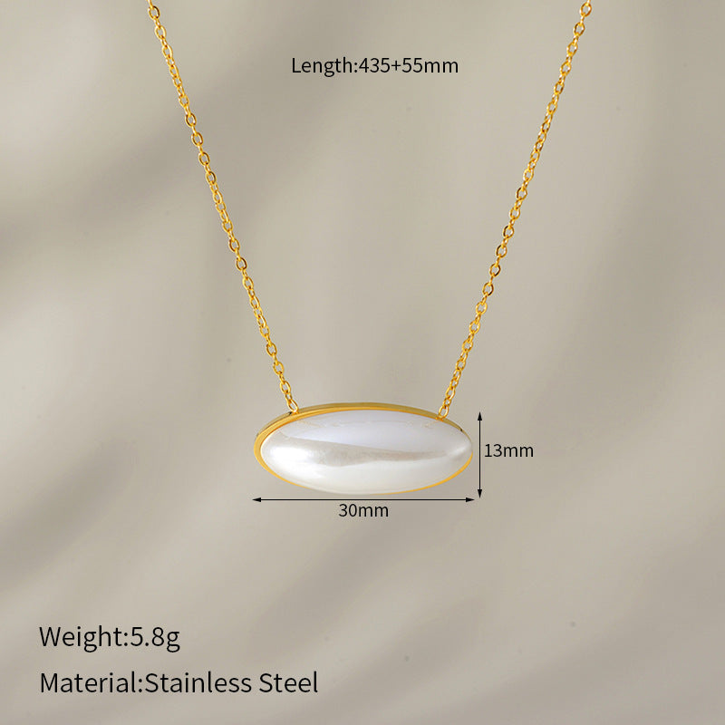 simple oval large pearl necklace niche design jltn1383