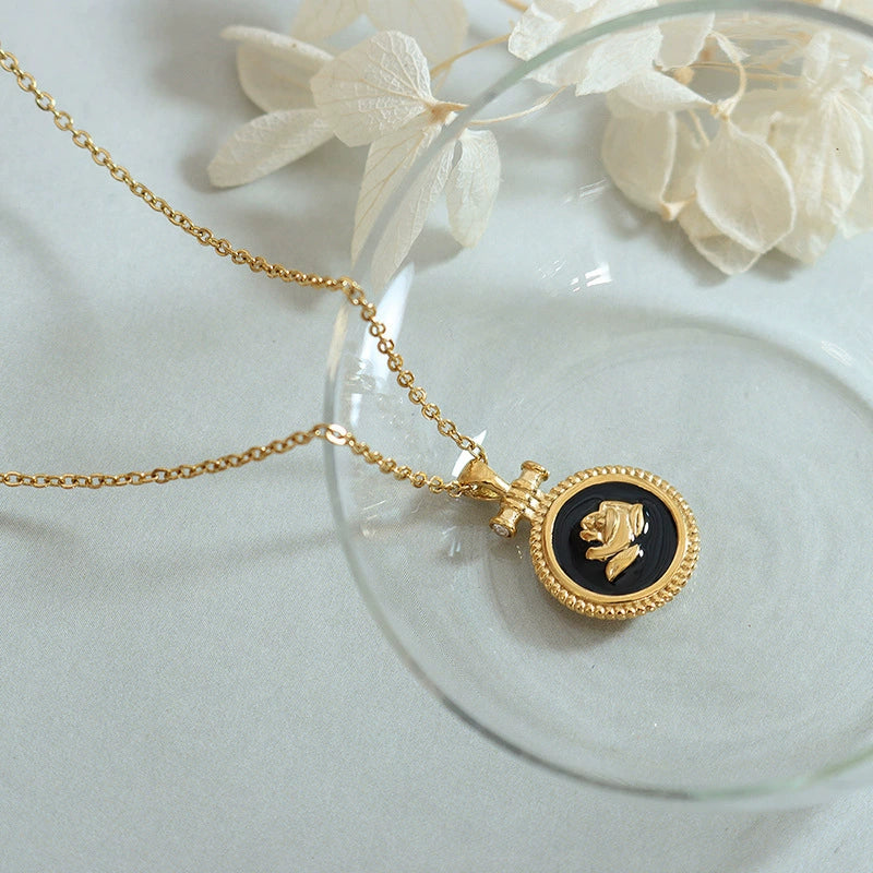 cute desert rose flower oil drop zirconium pendant stone necklace jltn1389