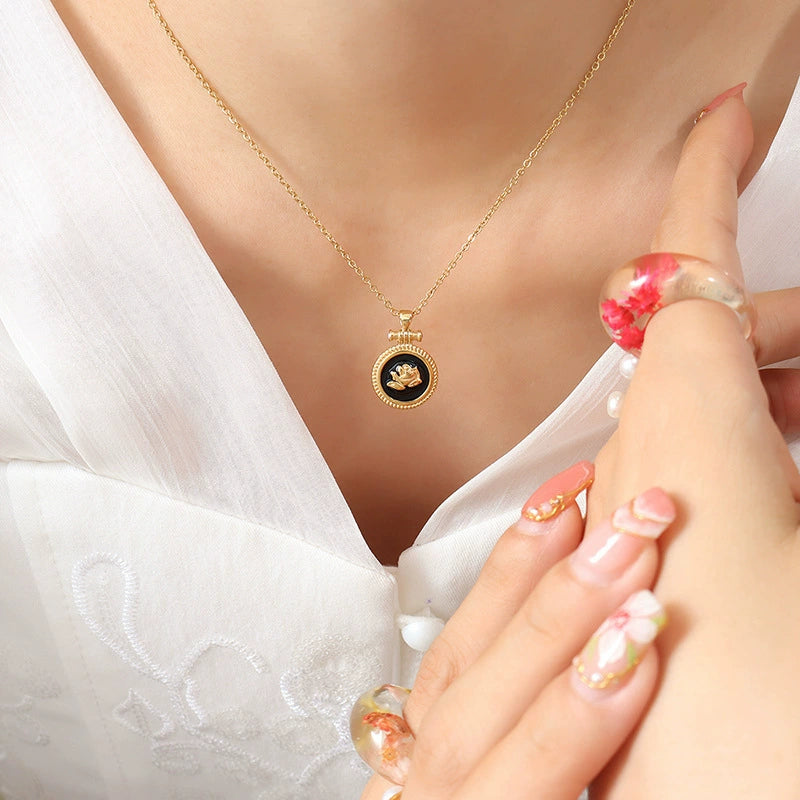 cute desert rose flower oil drop zirconium pendant stone necklace jltn1389