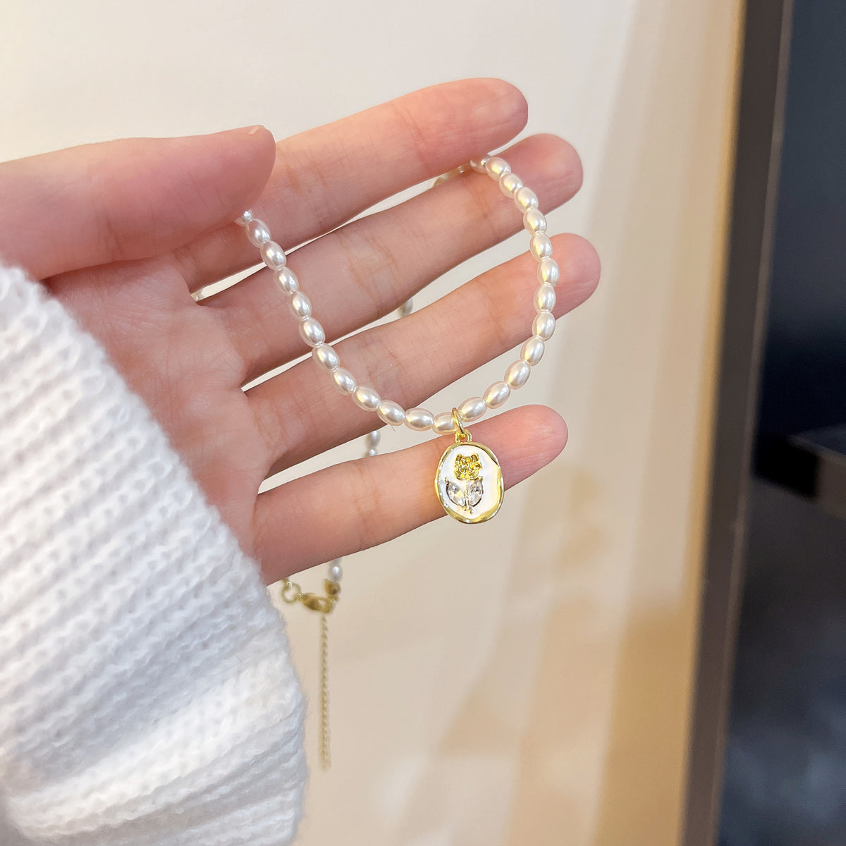 super fairy rose pendant pearl necklace JLTN1395