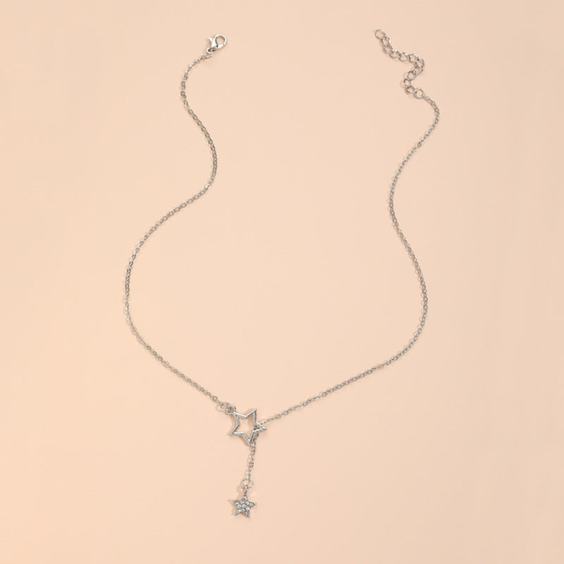 Hollow design diamond star necklace jltn1420
