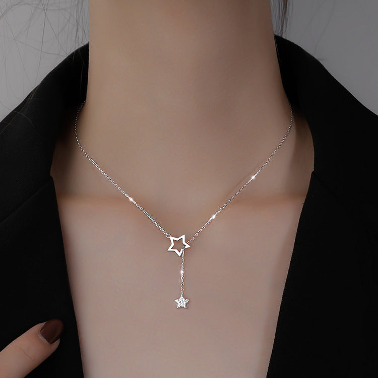 Hollow design diamond star necklace jltn1420