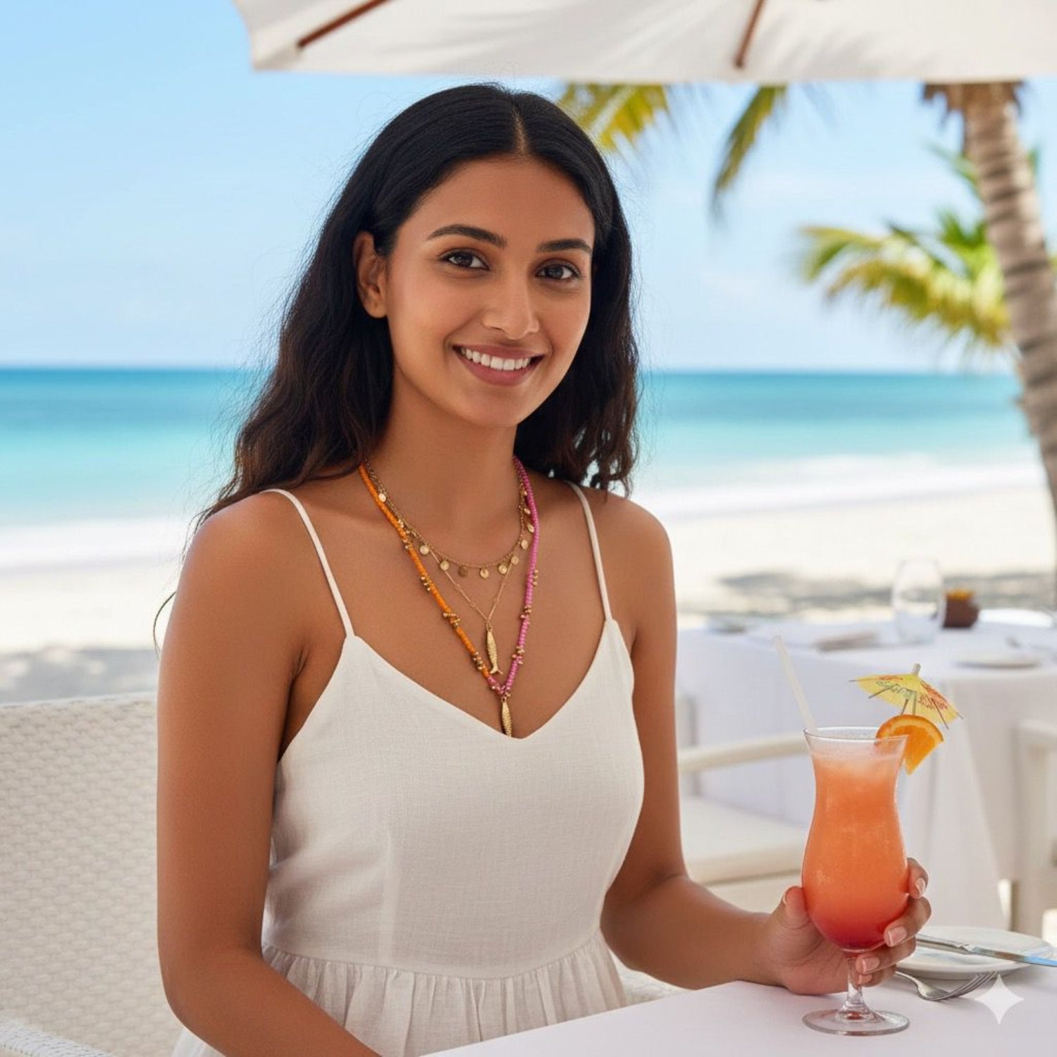 Chic layered fish pendant sequin tassels seed beaded necklace set jltn1430