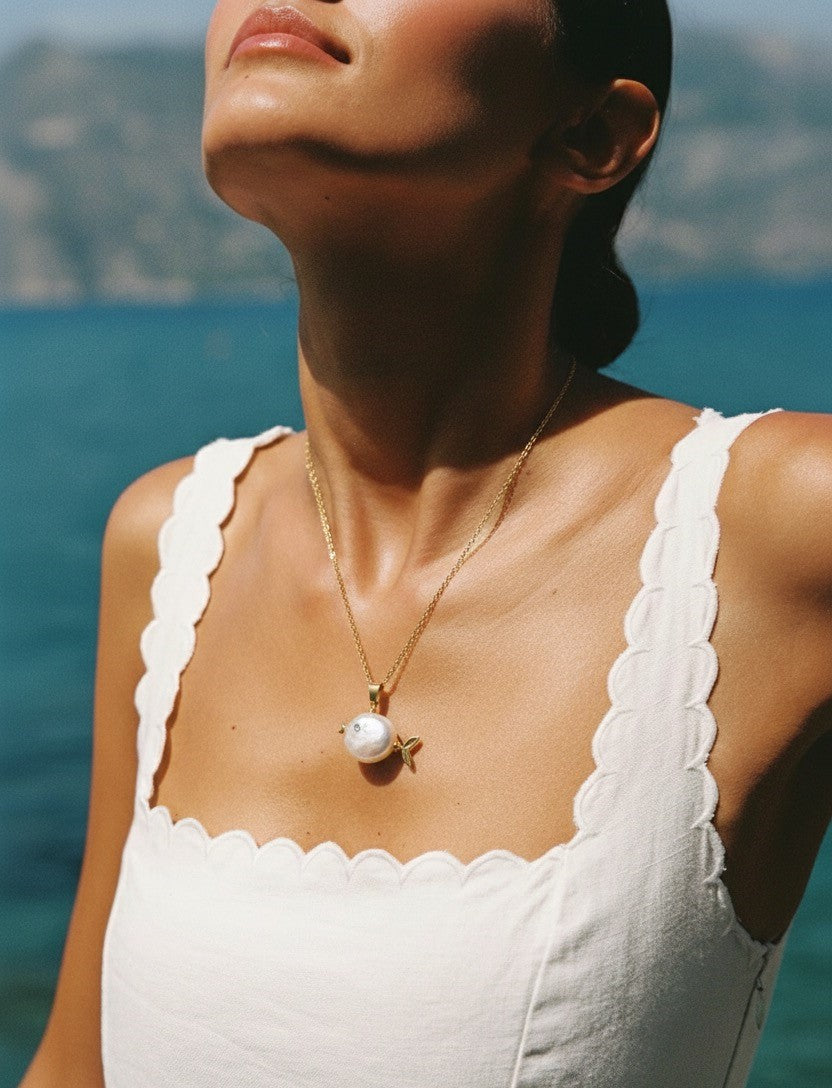 Crab design fresh water pearl necklace jltn1434