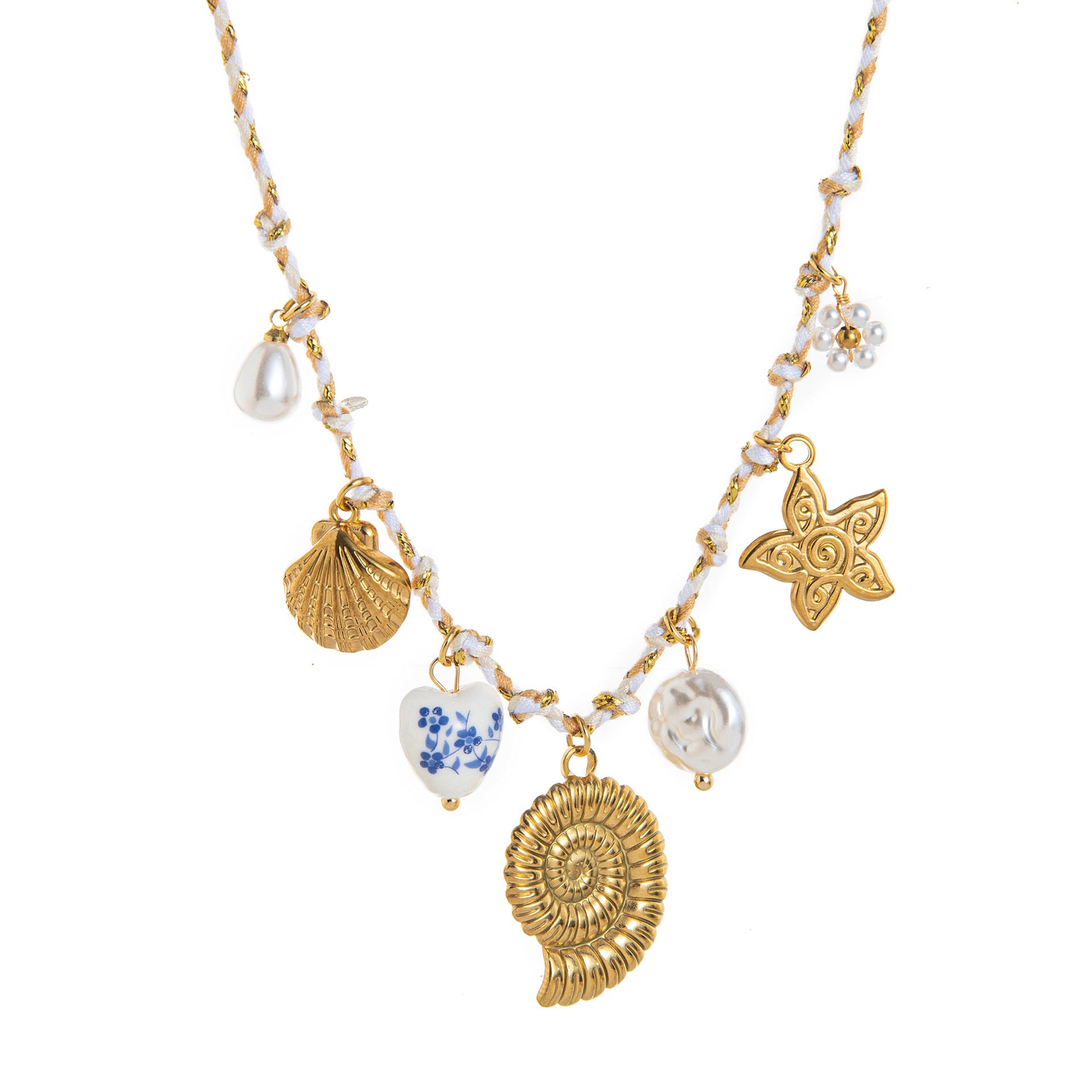 Baroque pearl with seashell pendants necklace jltn1439