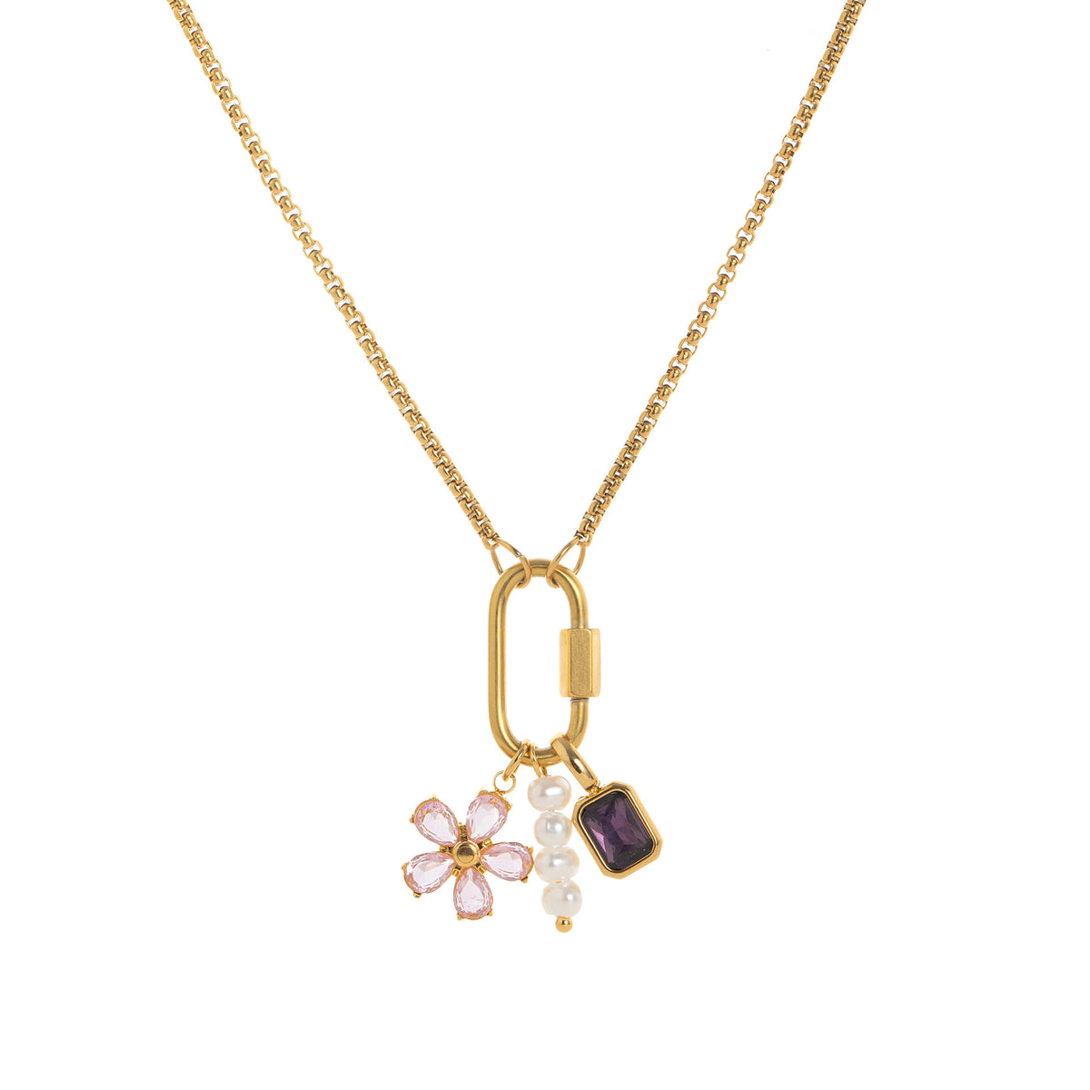 Gold Paperclip chain necklace jltn1444