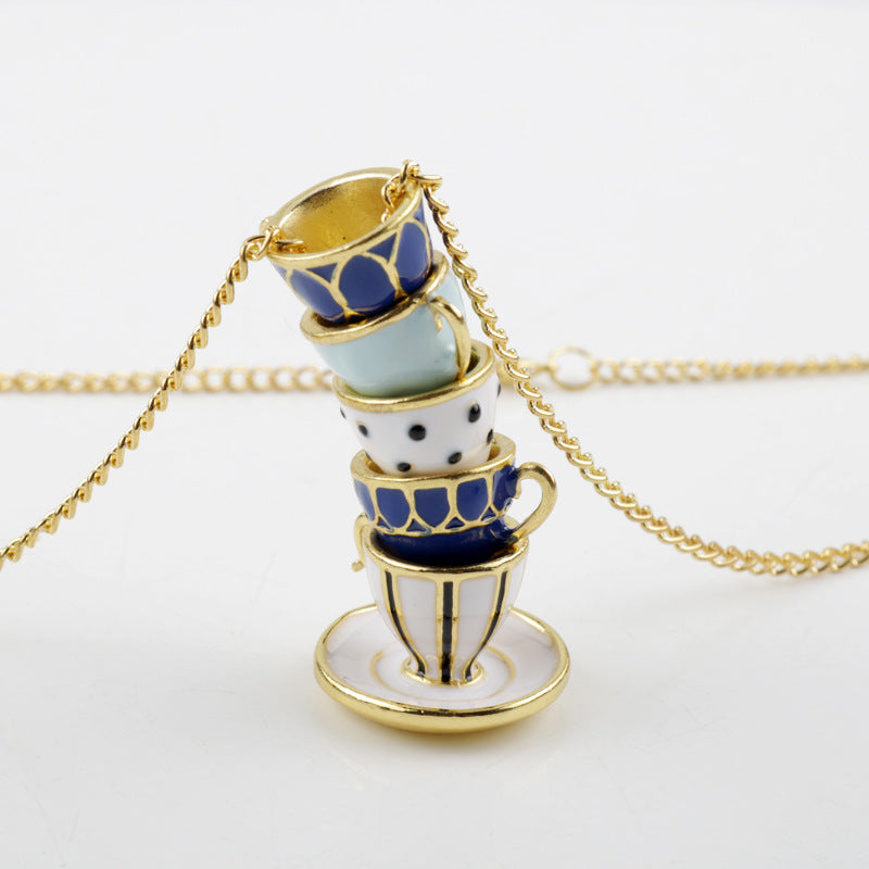 teacup coffee cup necklace jltn1473