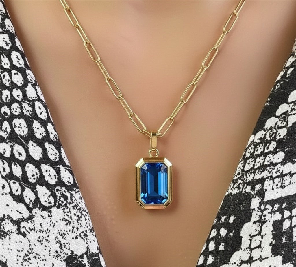 Square shape sapphire necklace jltn1522