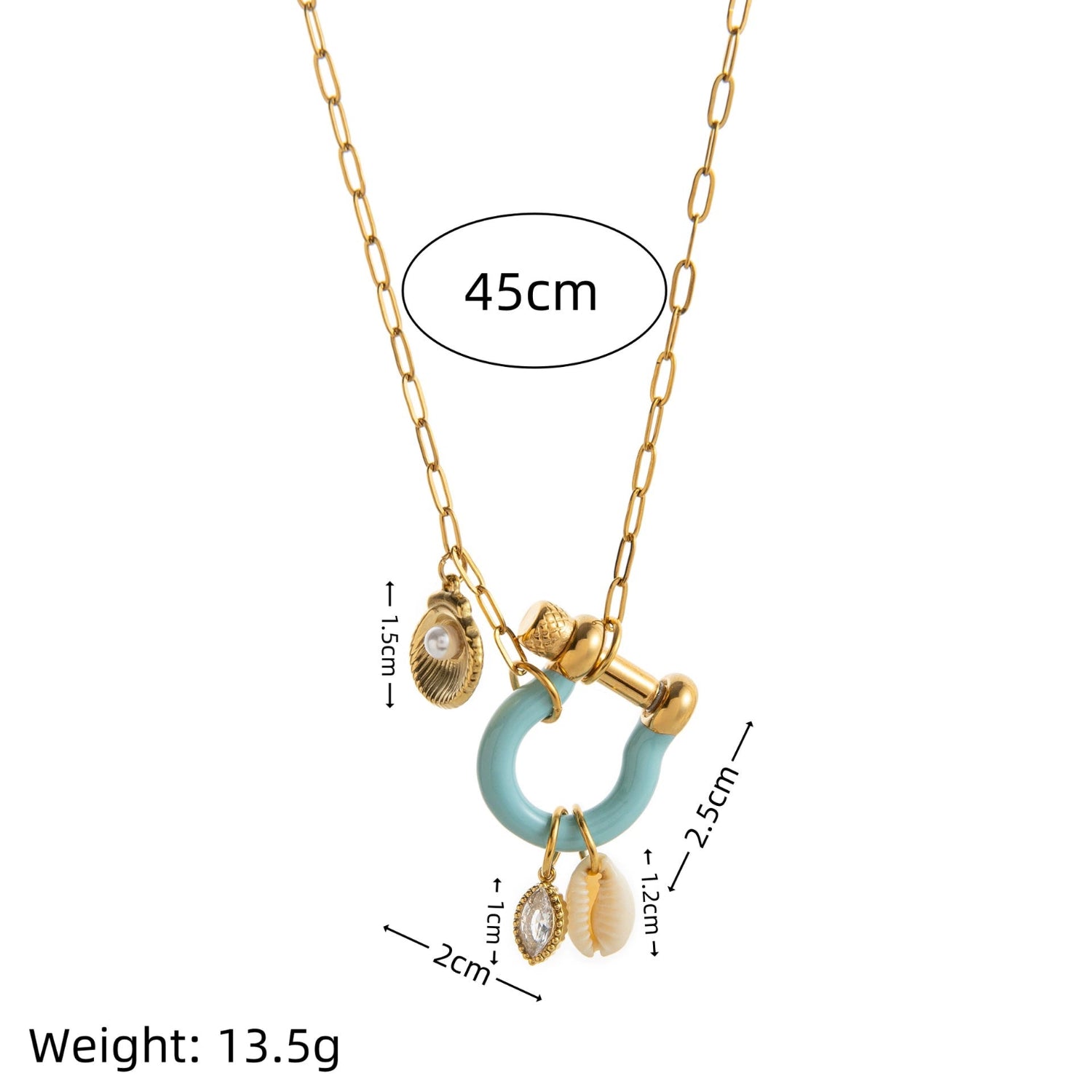 U-shaped horseshoe shell necklace jltn1526