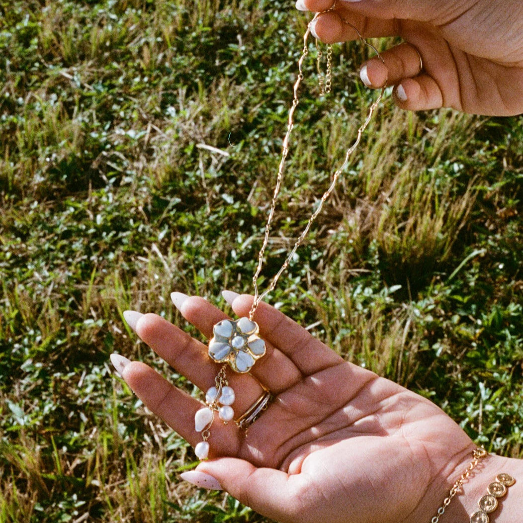 flower pendant freshwater pearl necklace jltn1537