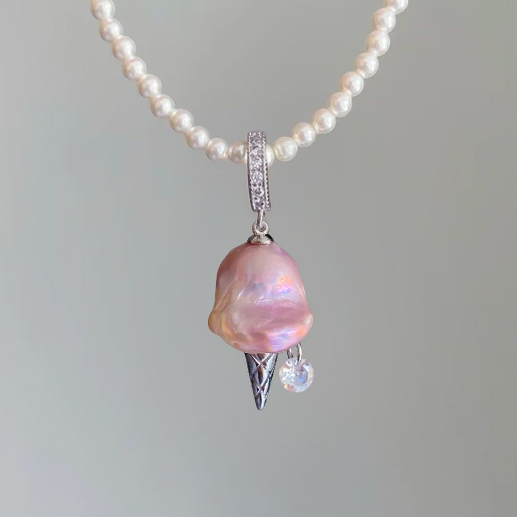 European and American fashion pearl chain ice cream necklace women's light luxury niche design clavicle chain jewellery jltn1559