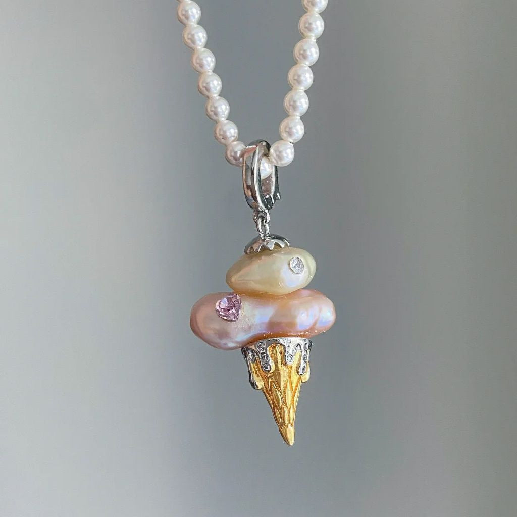 ice pendant with pearl chain necklace jltn1561