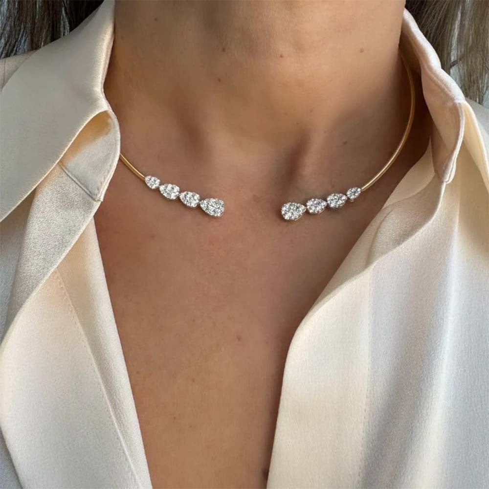 New European and American open collar for women, rhinestone collar choker jltn1565