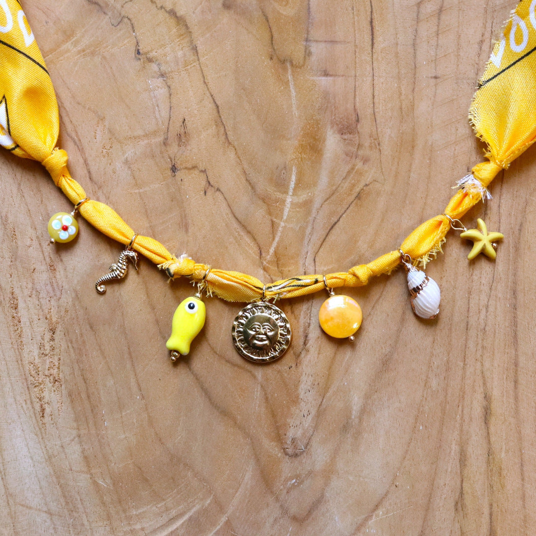 European and American cross-border love starfish colored cloth knot necklace marine life pendant clavicle chain jltn1575